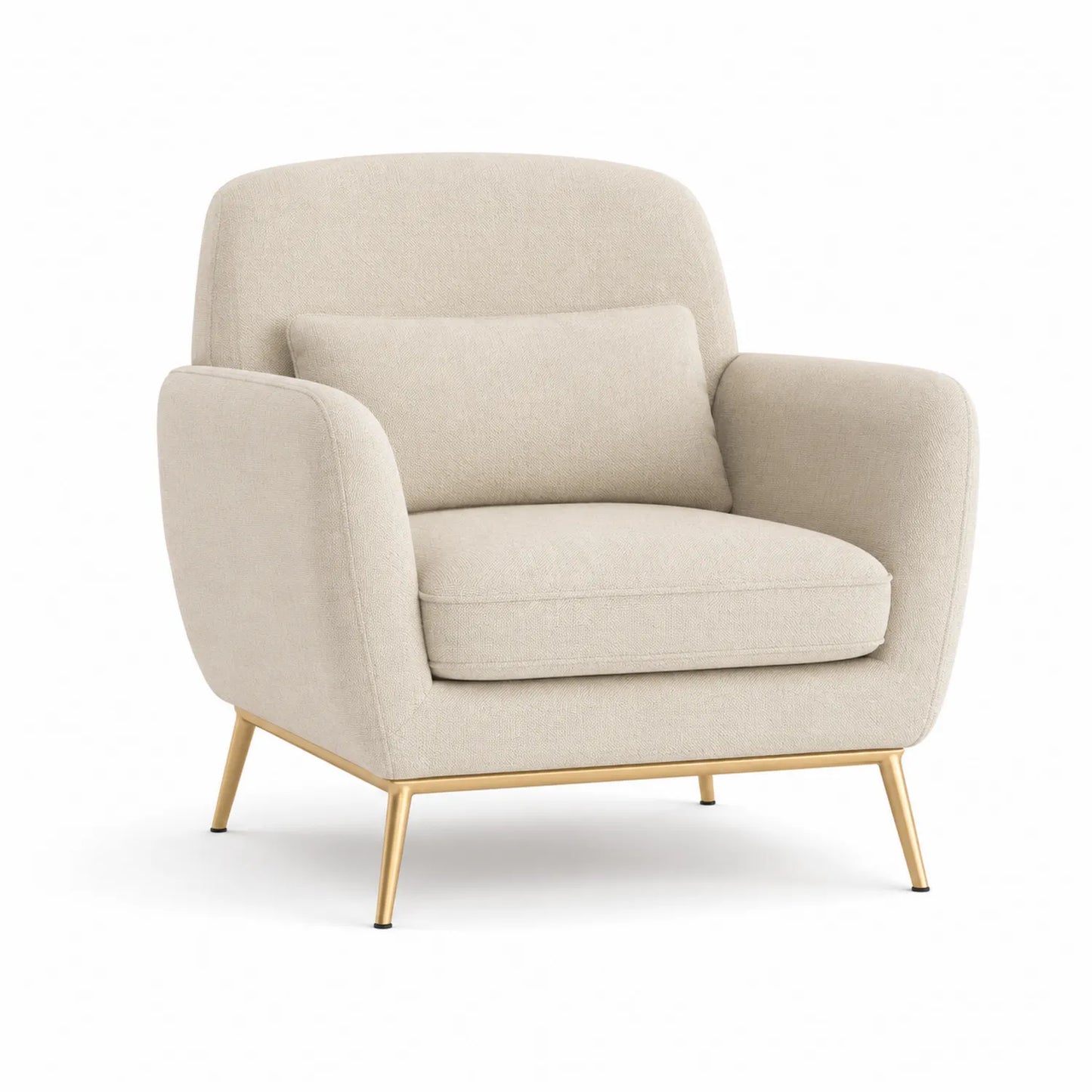 Fotel tapicerowany 78 x 75 x 80 cm tkanina poliestrowa boucle MDF sklejka stal złoty beżowy