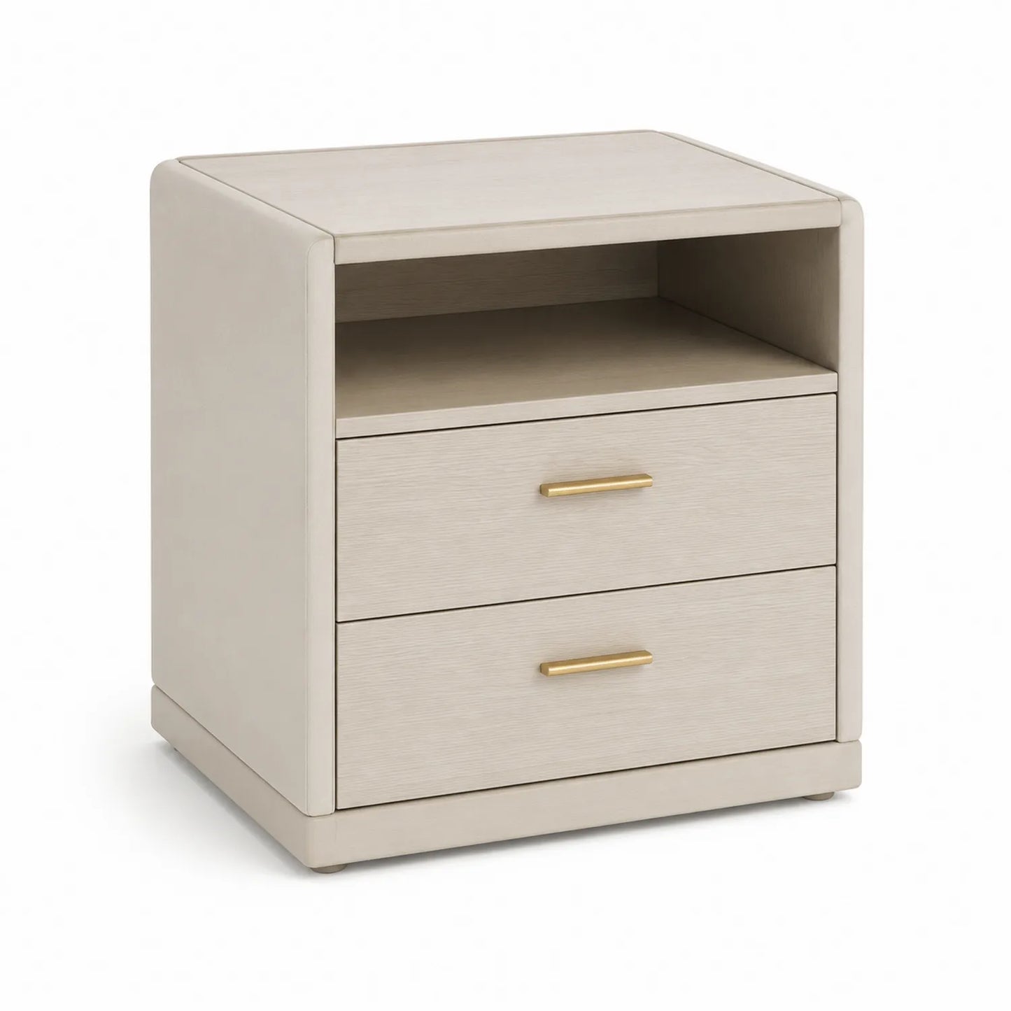 Szafka nocna MDF płyta wiórowa 50 x 40 x 55 cm z 2 szufladami i półką beżowy jasny dąb złote uchwyty