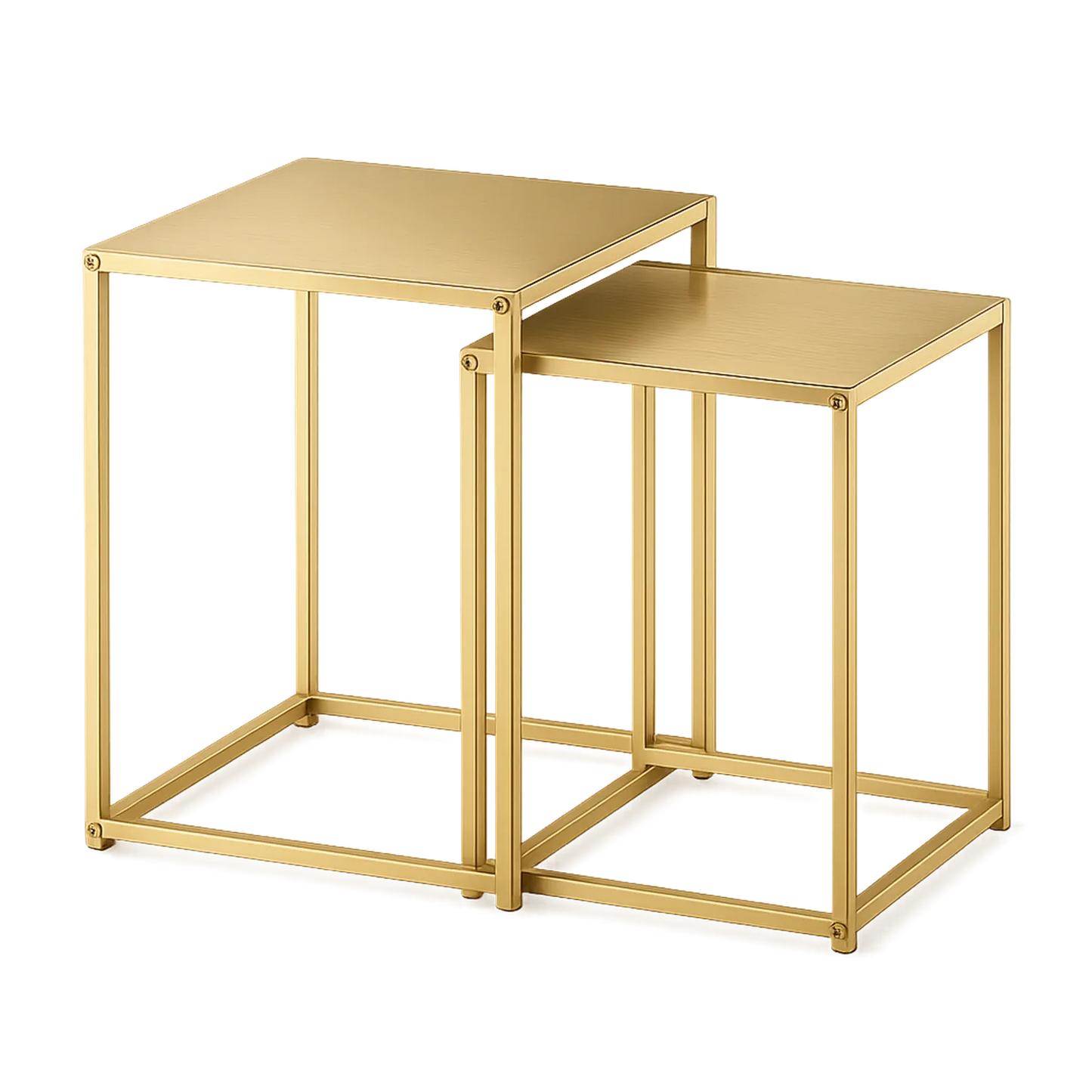 Metalowe stoliki kawowe wsuwane 60 cm 50 cm 35 cm 55 cm 45 cm złote stal malowana proszkowo prostokątne