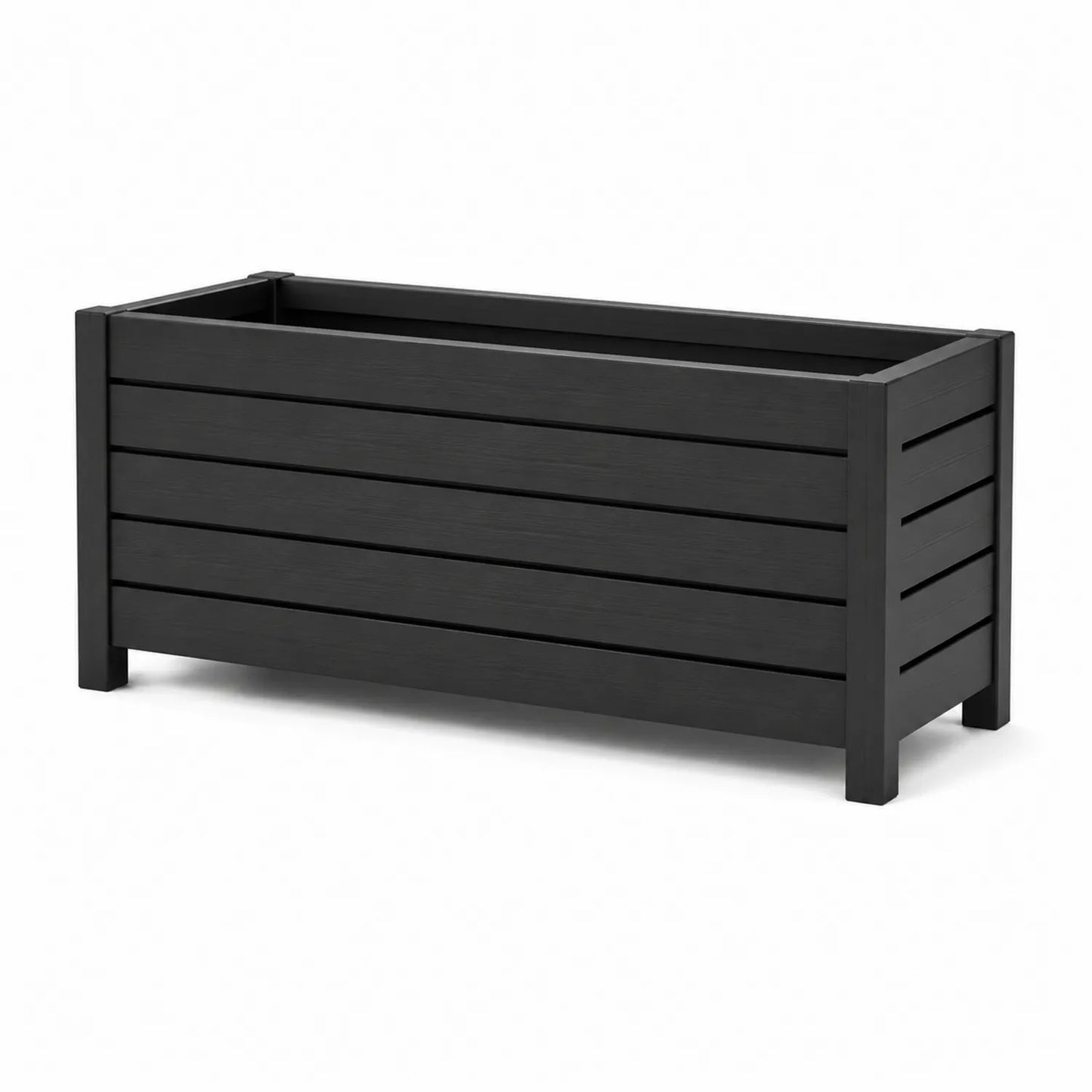 Donica ogrodowa prostokątna 120 x 40 x 45 cm kompozyt WPC czarna skrzynia na rośliny