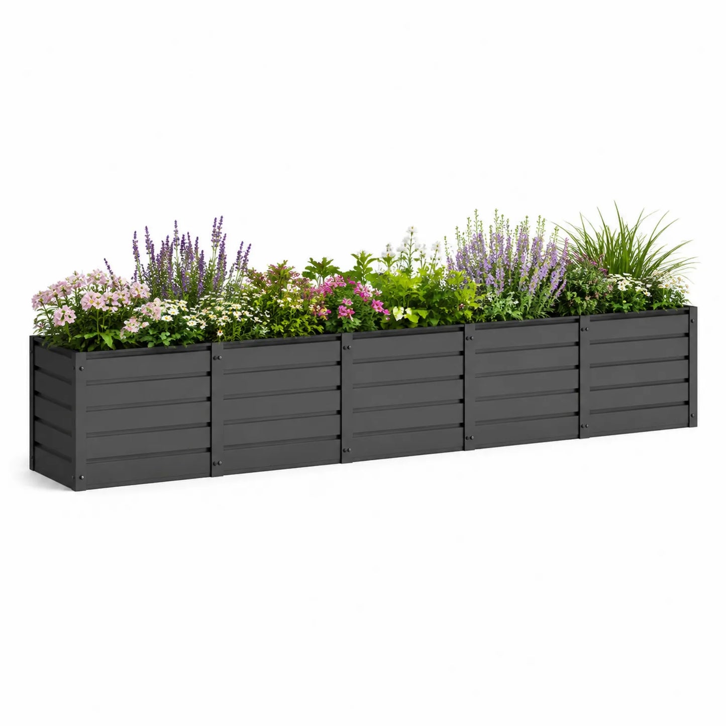 Donica ogrodowa modułowa 5 elementów stal ocynkowana malowana proszkowo antracytowa prostokątna 300 cm x 30 cm x 30 cm