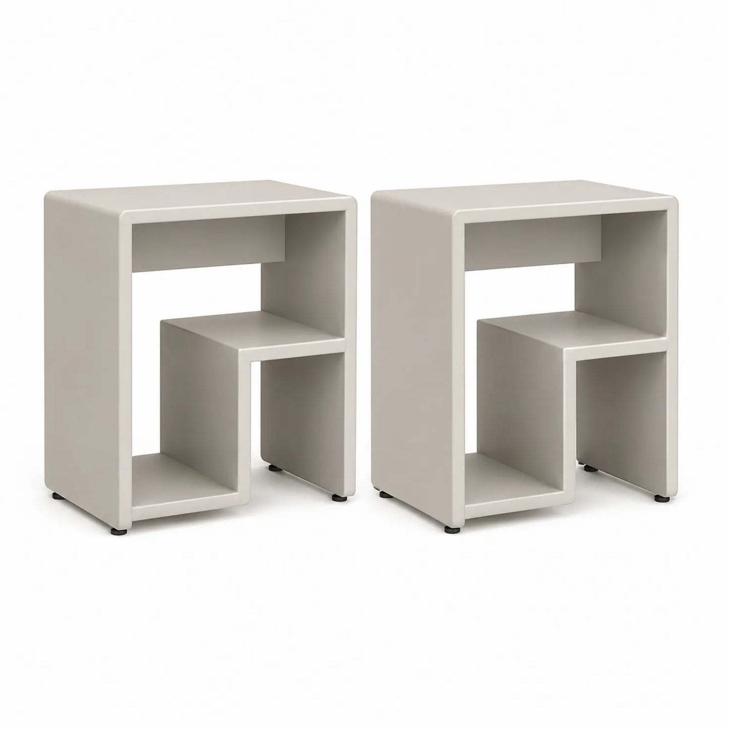 Zestaw 2 szafek nocnych 45 x 40 x 55 cm MDF płyta wiórowa kremowe z otwartą półką prostokątne minimalistyczne