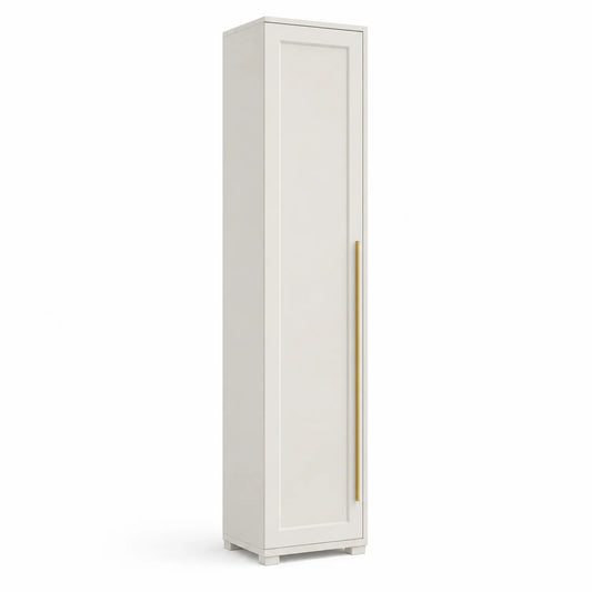 Szafa wysoka 1-drzwiowa 50 x 40 x 180 cm MDF kremowa z złotym uchwytem
