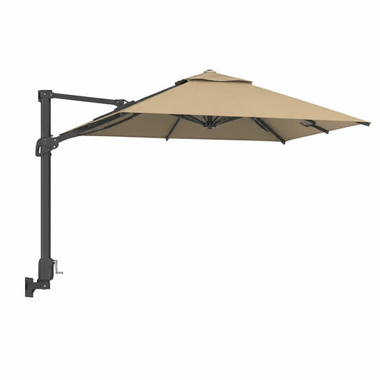 Parasol ogrodowy ścienny kwadratowy 300 cm aluminium beżowy antracytowy z ramieniem wysięgnikowym