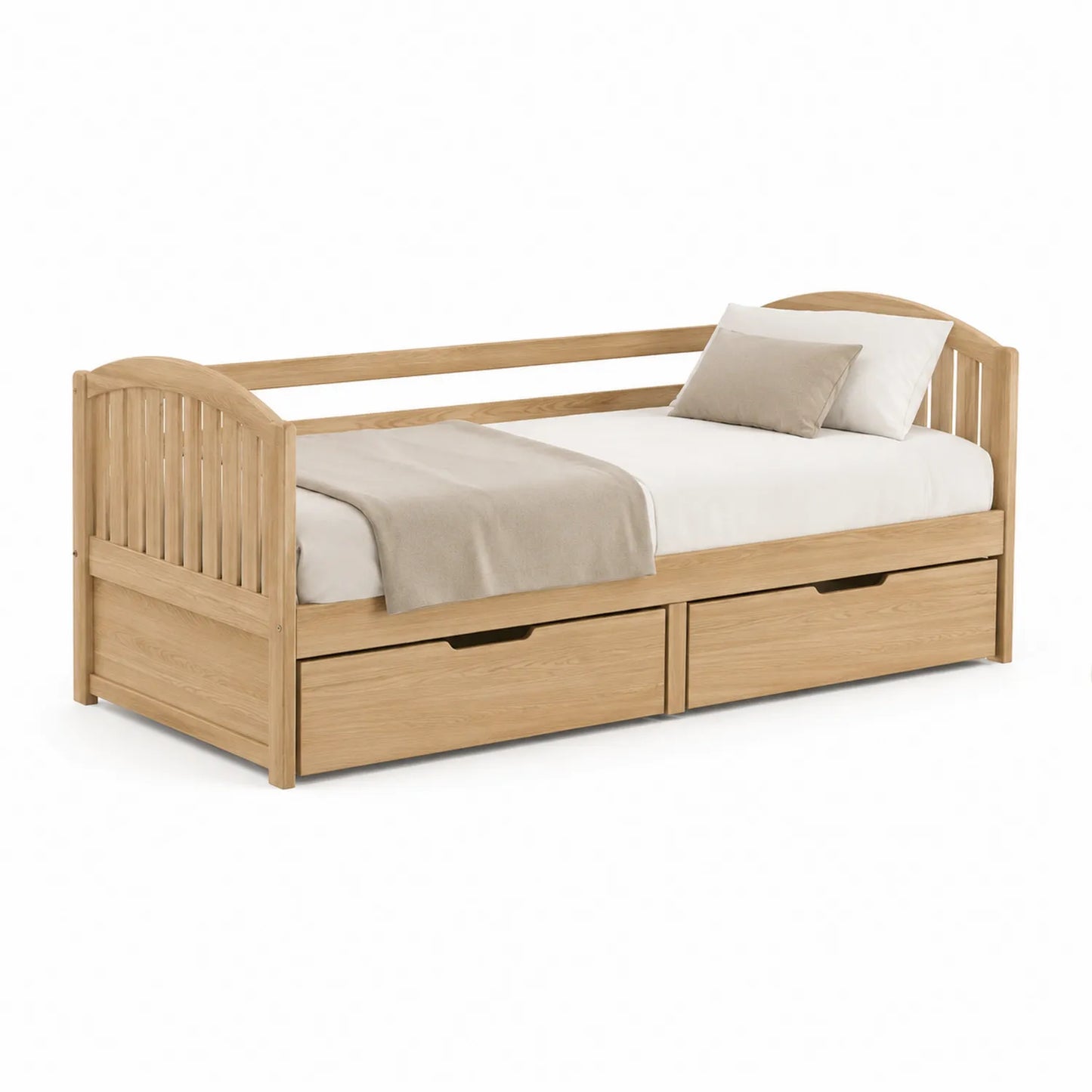 Łóżko dzienne 90x200 cm z szufladami lite drewno sosnowe naturalne 208 cm 98 cm 95 cm