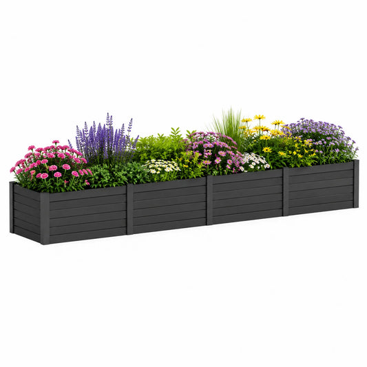 Donica ogrodowa podwyższona prostokątna 320 cm x 40 cm x 45 cm stal ocynkowana czarna malowana proszkowo