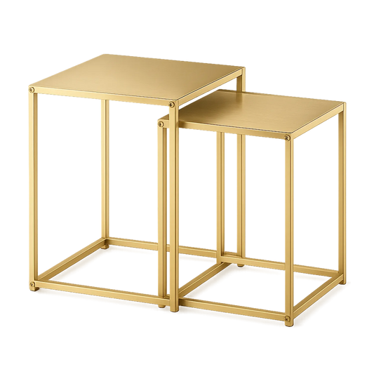 Metalowe stoliki kawowe wsuwane 60 cm 50 cm 35 cm 55 cm 45 cm złote stal malowana proszkowo prostokątne