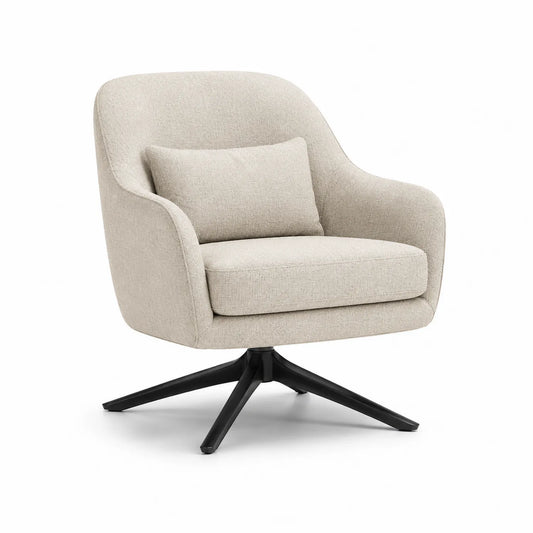 Fotel obrotowy 78 x 80 x 88 cm tkanina poliestrowa boucle MDF sklejka stal beżowy czarny z podstawą krzyżową