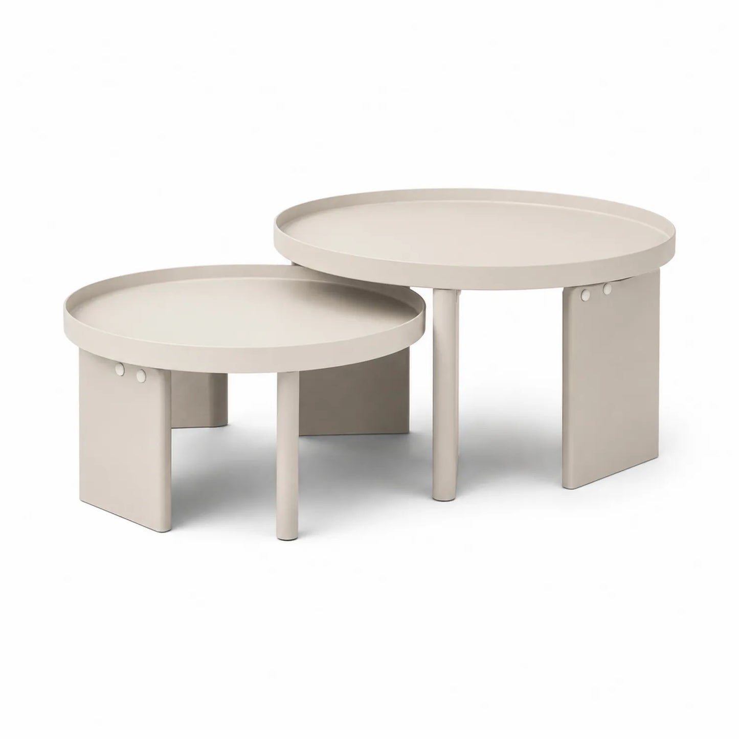 Zestaw 2 okrągłych stolików kawowych 80 x 45 cm i 60 x 35 cm stal malowana proszkowo beżowy