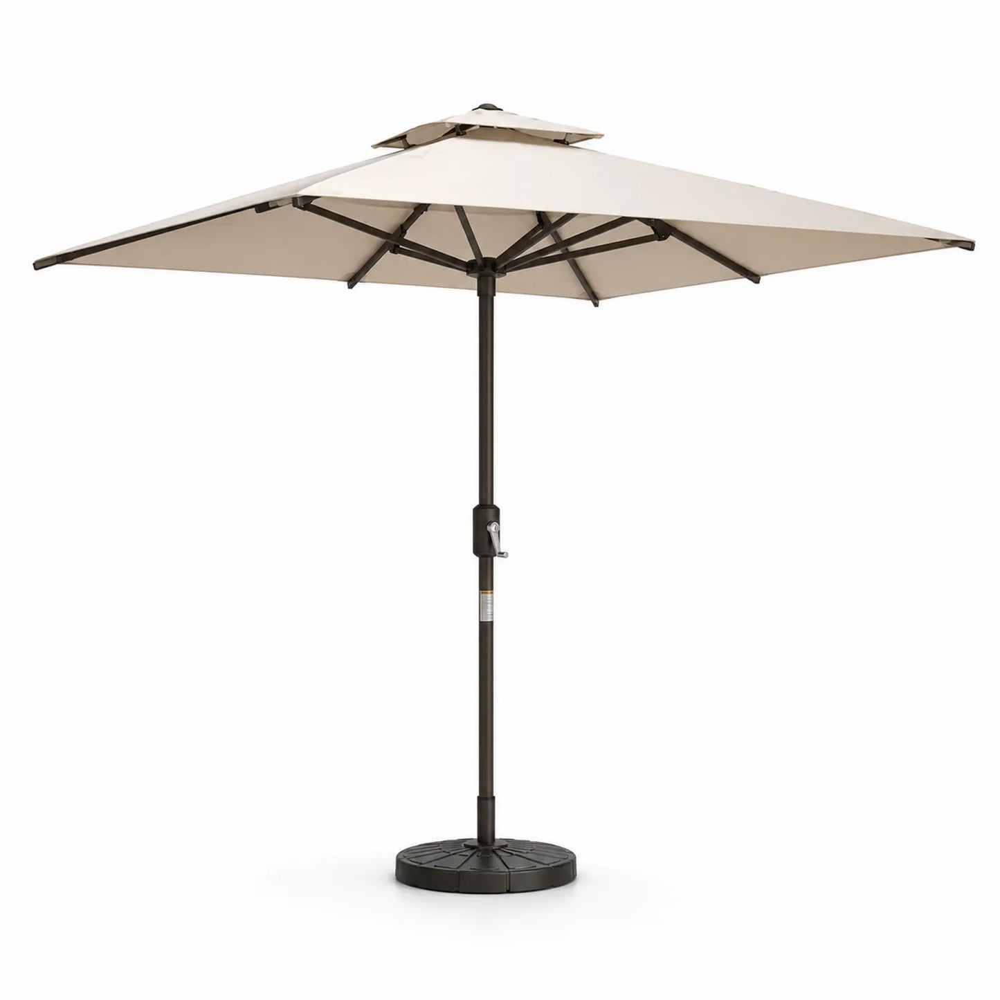 parasol ogrodowy kwadratowy 300 cm x 300 cm wysokość 260 cm tkanina poliestrowa beżowy czarny stalowy z podstawą i korbką