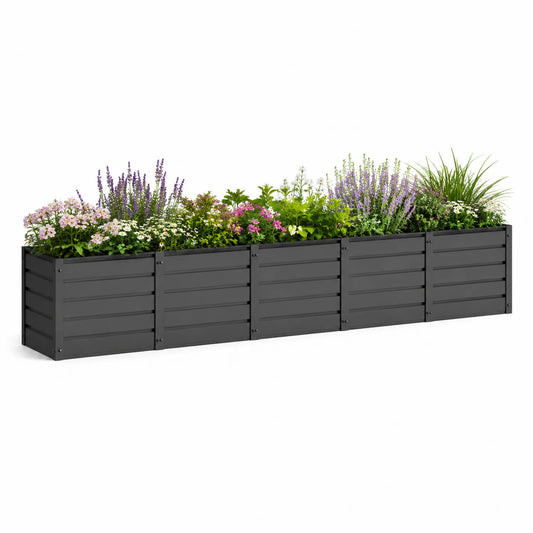 Donica ogrodowa modułowa 5 elementów stal ocynkowana malowana proszkowo antracytowa prostokątna 300 cm x 30 cm x 30 cm