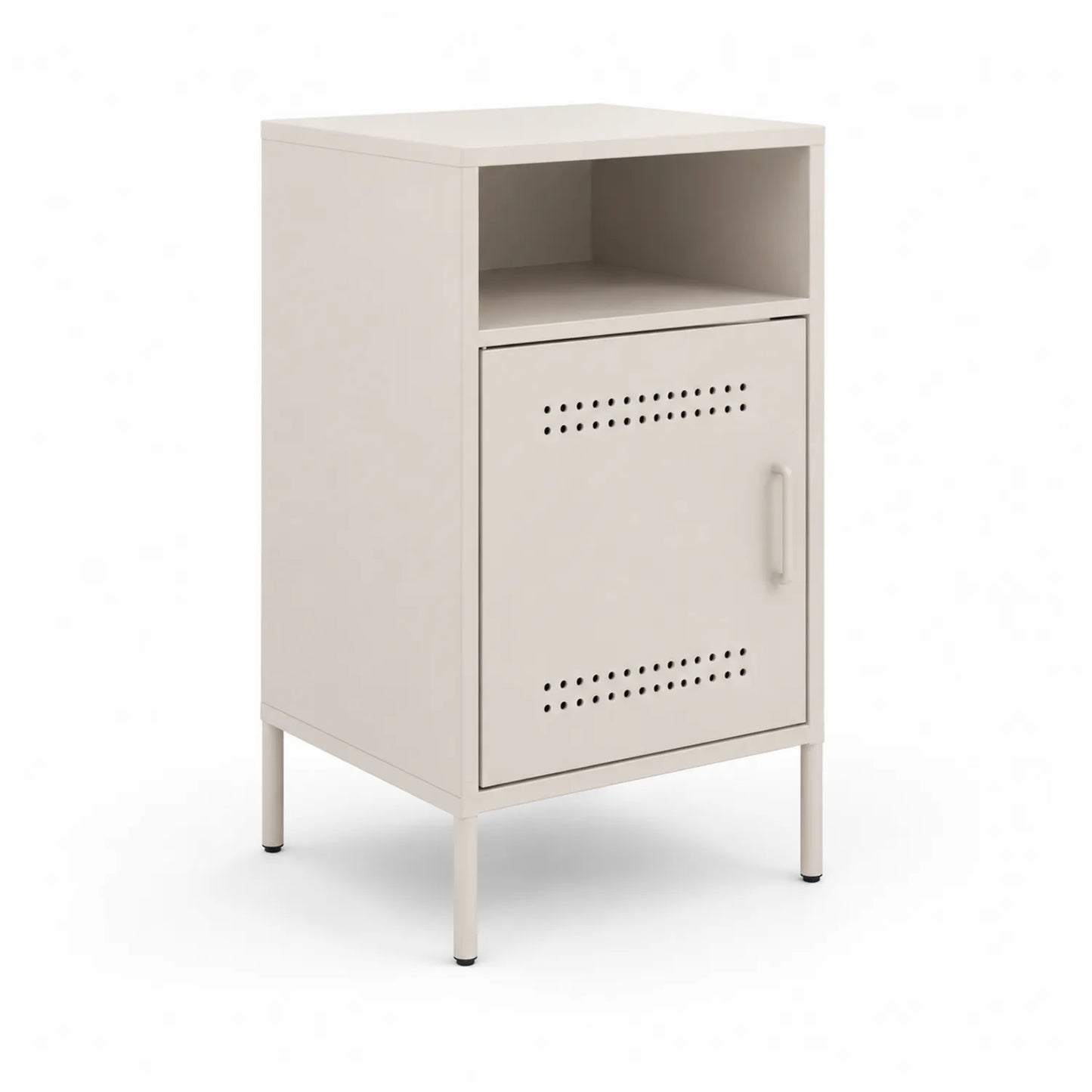 Szafka nocna metalowa 40 x 35 x 70 cm kremowa z półką i wentylowanymi drzwiami