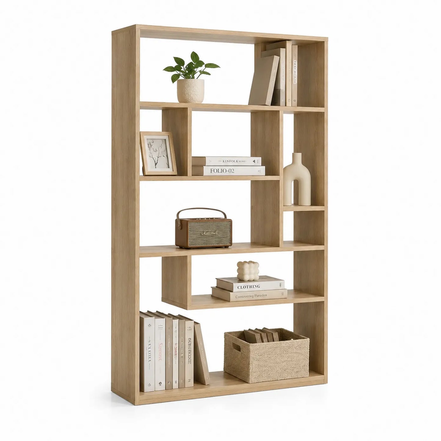 Regał na książki otwarty 80 x 30 x 180 cm płyta wiórowa MDF laminowana dąb jasny prostokątny