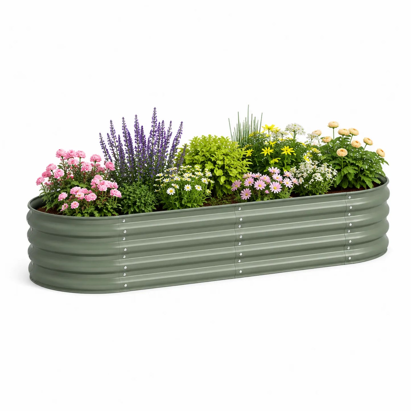 Podwyższona donica ogrodowa prostokątna 180 cm 50 cm 45 cm stal ocynkowana malowana proszkowo zielona
