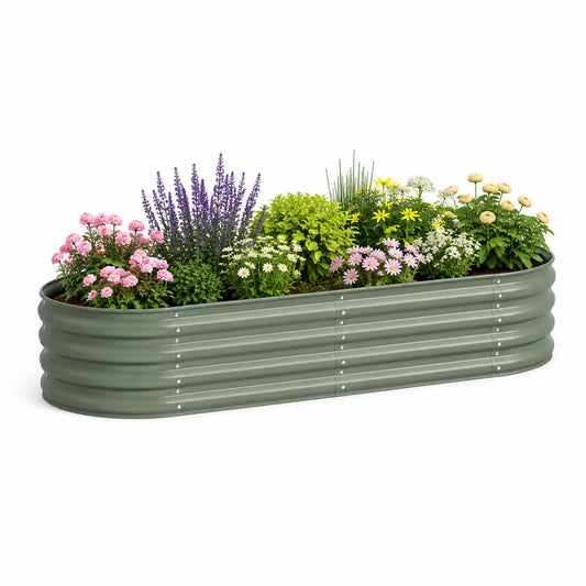 Podwyższona donica ogrodowa prostokątna 180 cm 50 cm 45 cm stal ocynkowana malowana proszkowo zielona