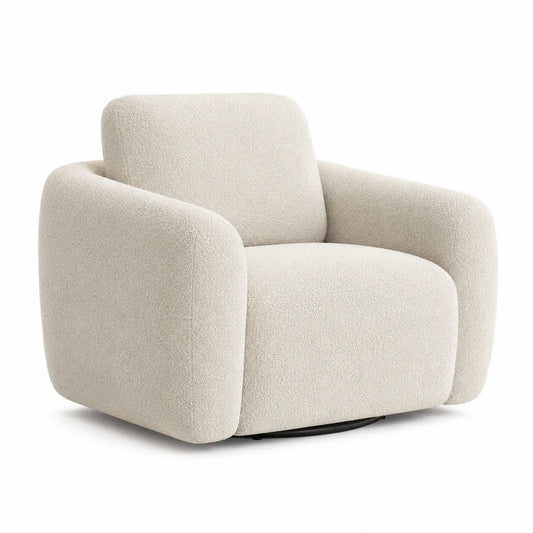 Fotel wypoczynkowy 80 x 80 x 75 cm tkanina poliestrowa boucle beżowy stal czarna