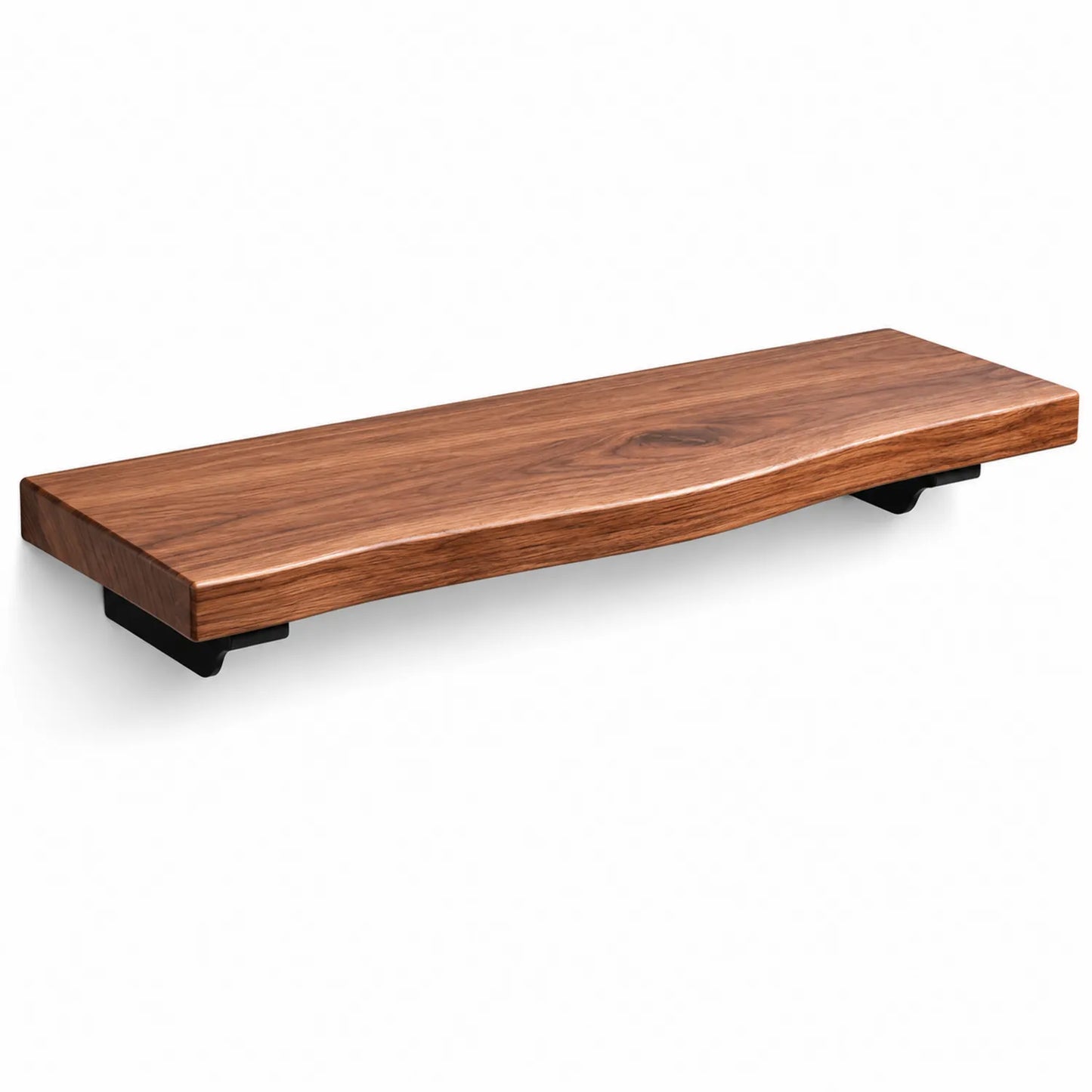 Półka ekspozycyjna 120 cm 25 cm 10 cm lite drewno akacjowe brązowa prostokątna czarne stalowe wsporniki